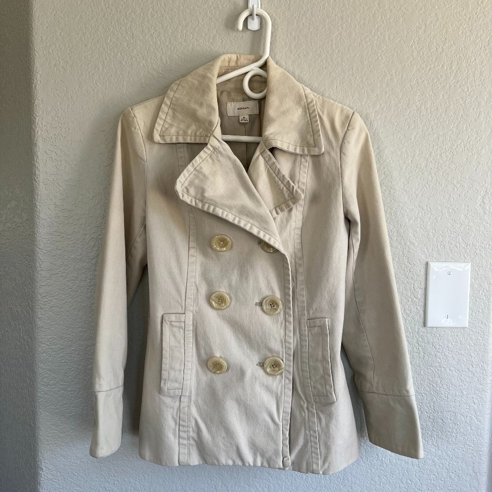 Cream Cotton Double Breasted PeaCoat